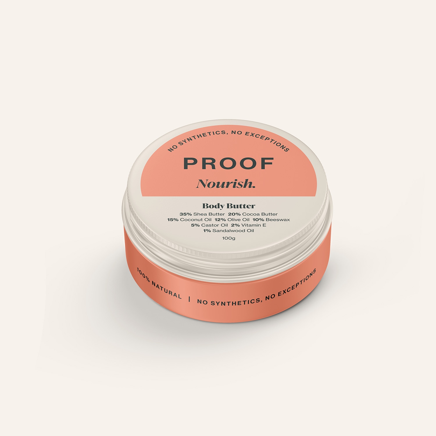 PROOF Nourish Body Butter, peach-lid 100g aluminium tin